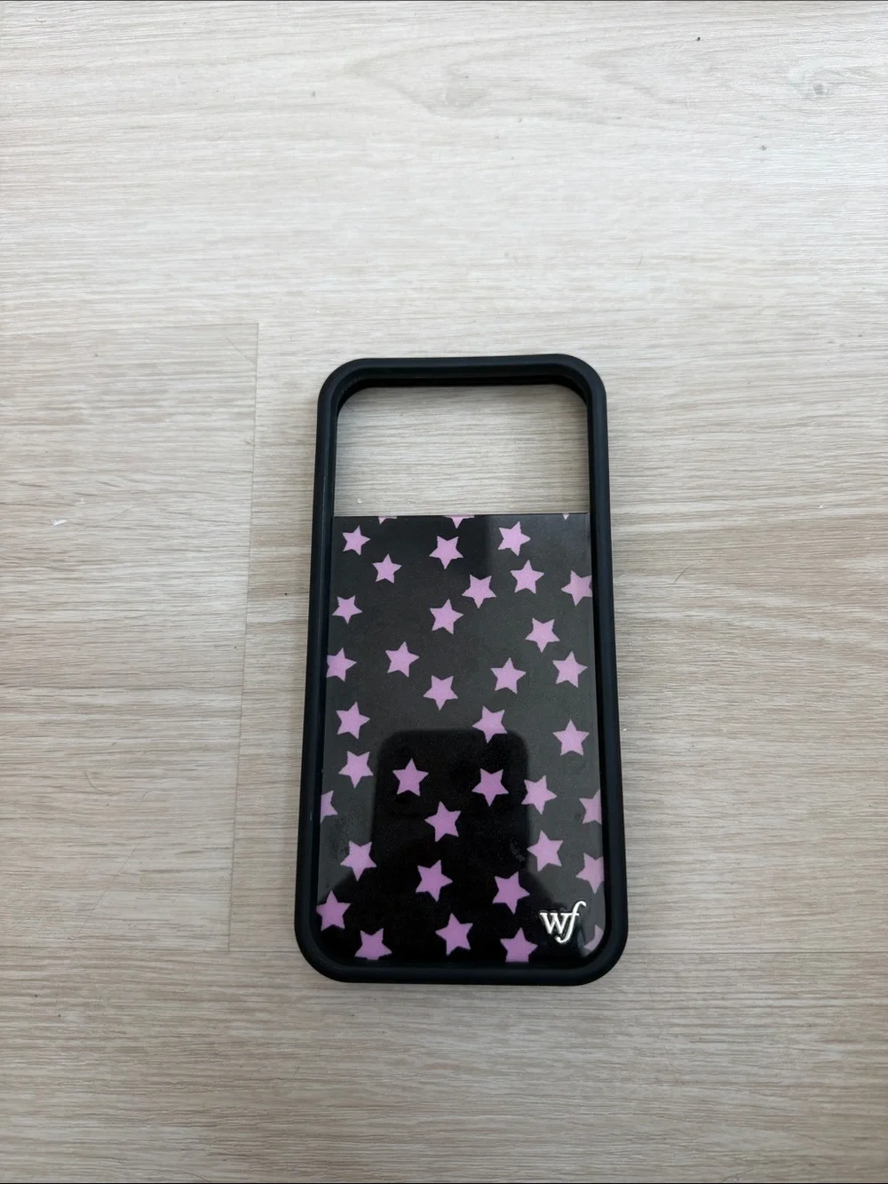 Wildflowers Black Phone Case with Pink Star Print
